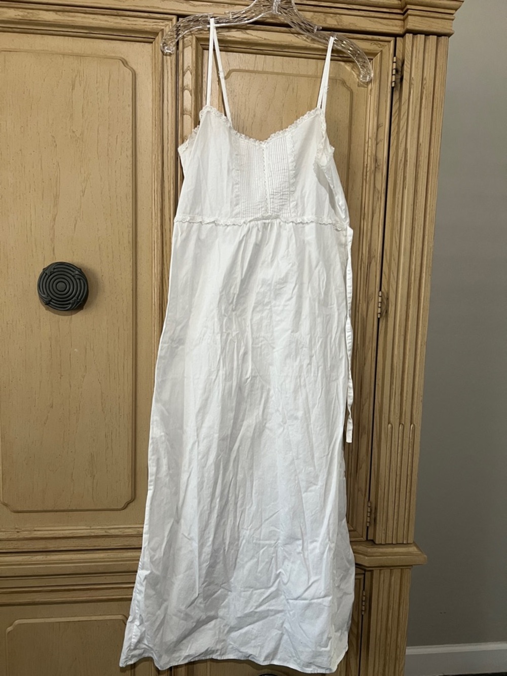 Brandy Melville White Lace-Trim Maxi Slip Dress